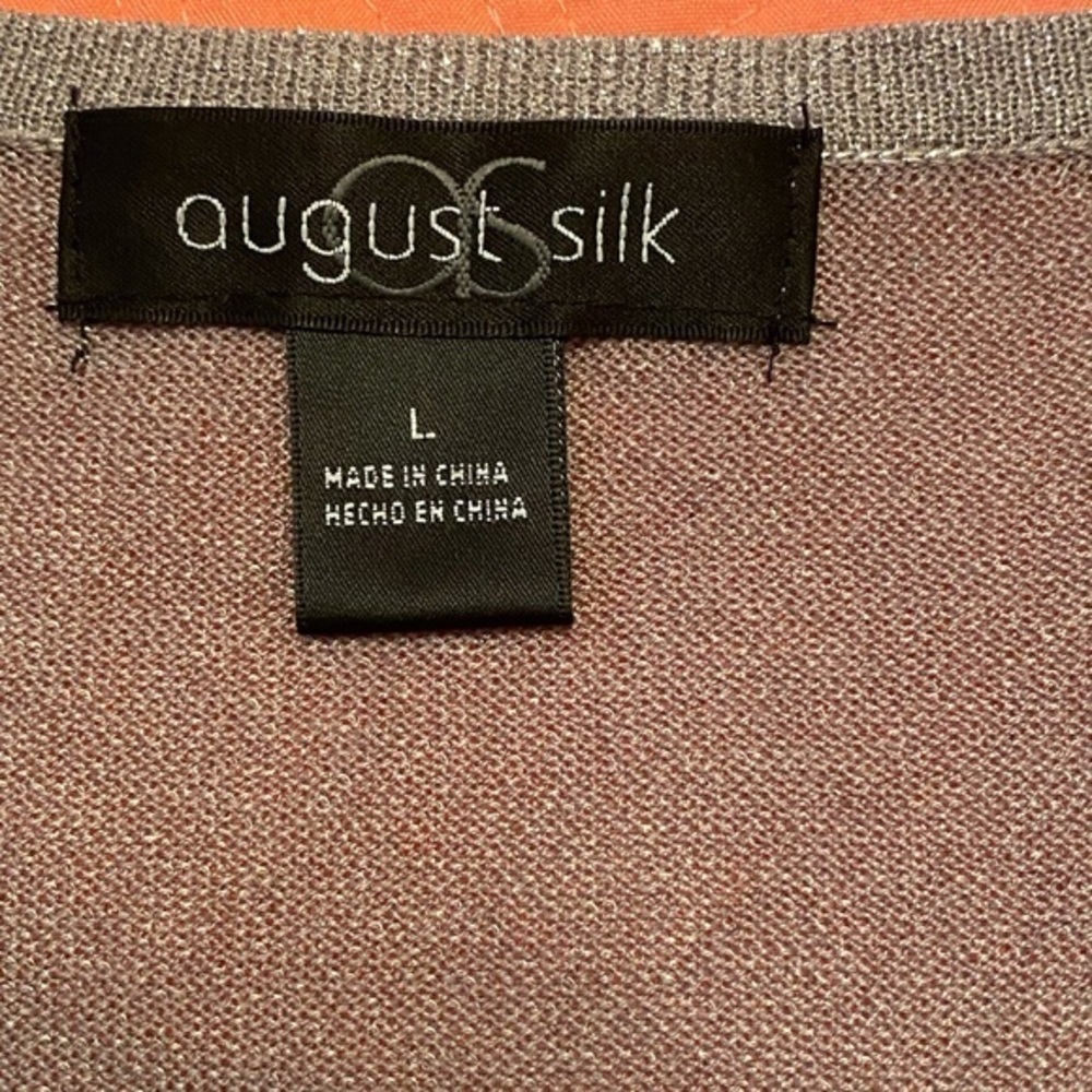 August Silk Silver Pearl and sequin Scoop Neck Pullover Sweater Size L - Picture 7 of 11